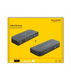 Delock Conmutador HDMI KVM 4K 60 Hz con USB 3.0 y audio