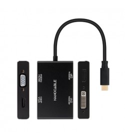 Nanocable Conversor USB-C M a HDMI H / DVI H / VGA H / DP H