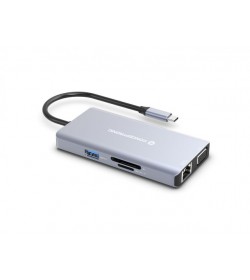 Conceptronic DONN20G Adaptador USB-C a HDMI/VGA/USB-C PD/USB 3.0/SD/TF/GbE/AUX