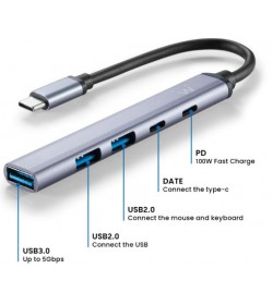 Ewent Hub Multipuerto USB-C / USB-C Data / 3x USB A