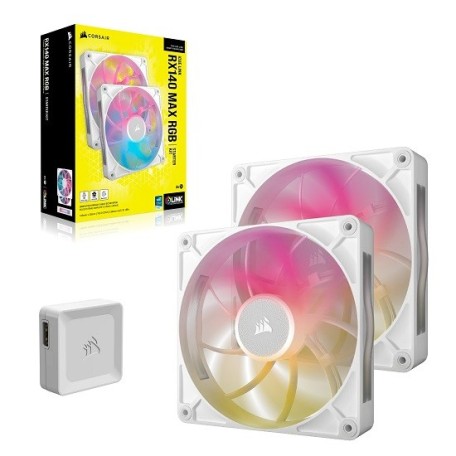 Corsair iCUE Link RX140 Max RGB PWM Blanco 140mm (Pack 2uds)