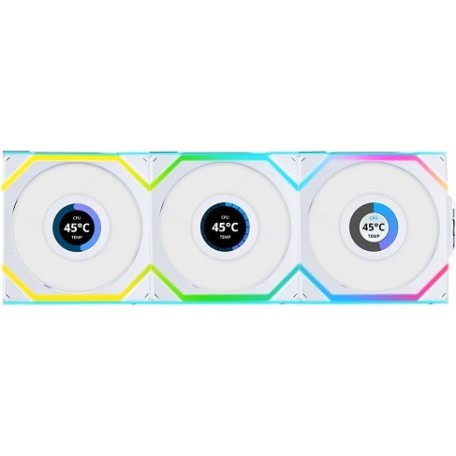 Lian Li Uni Fan SL120 LCD Inalámbrico Flujo Inverso PWM Blanco Pack