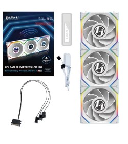 Lian Li Uni Fan SL120 LCD Inalámbrico Flujo Inverso PWM Blanco Pack