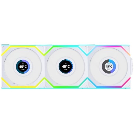 Lian Li Uni Fan SL120 LCD Inalámbrico RGB PWM Blanco 120mm (Pack 3uds)