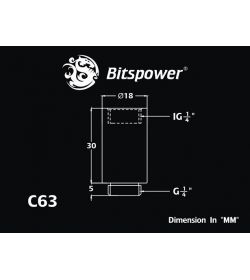 Bitspower Racord extensor 30 mm Negro brillante IG1/5