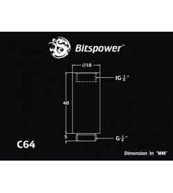 Bitspower Racord extensor 40mm Plata brillante IG1/5