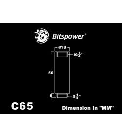 Bitspower Racord extensor 50mm Plata brillante IG1/5