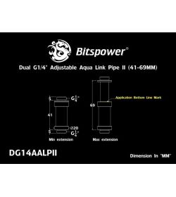 Bitspower Plata brillante Aqua Link Pipe II 41-69mm