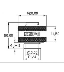 XSPC Racord de Compresión G1/4" a 3/8" ID, 1/2" OD Negro Cromado V2