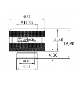 XSPC Racord PETG Triple Sellado G1/4" a 14/10mm Negro Cromado