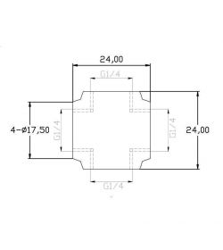 XSPC Racord G1 /4" 4 Way Fitting Cromado