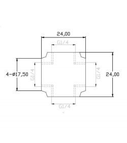 XSPC Racord G1 /4" 4 Way Fitting Negro cromado