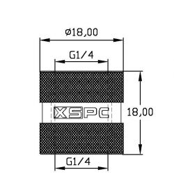 XSPC Racord de compresión hembra a hembra G1/4" 18mm negro cromado V3