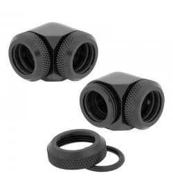 Corsair Conector 14 mm DE 90° DE Hydro X Series XF rígido - pack 2 uds Negro