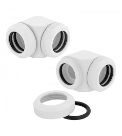 Corsair Conector 14 mm DE 90° DE Hydro X Series XF rígido - pack 2 uds Blanco